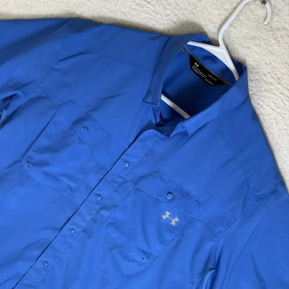 Under Armour Tide Chaser 2.0 Shirt Mens Large Blue Heatgear Short Sleeve Fishing